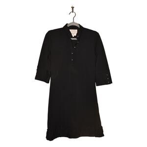 OUR FINE GARMENTS BY BELL $128 3/4‎ Sleeve Ruffle Hem Cotton Dress Black Small
